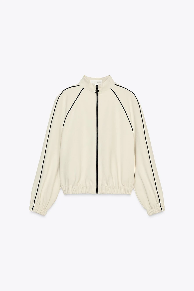 CONTRAST PIPING BOMBER JACKET
