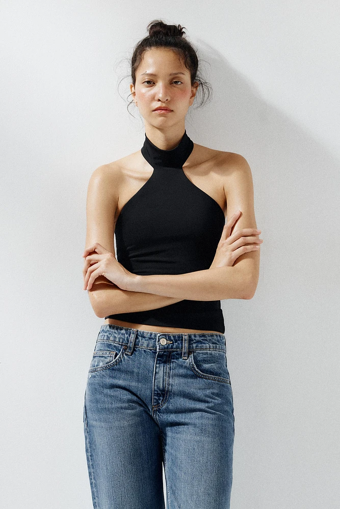POLYAMIDE HALTER TOP