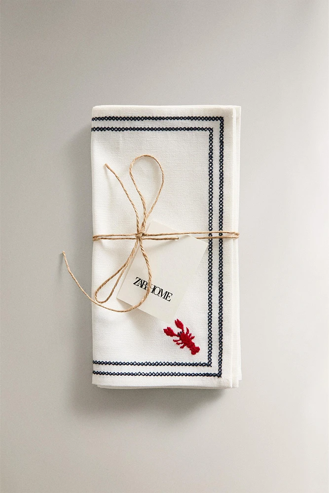 SET OF EMBROIDERED MARINE NAPKINS (SET OF 4)