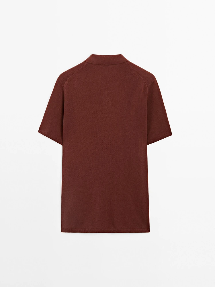 100% cotton textured knit polo shirt