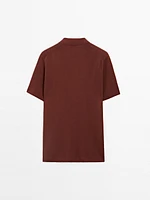 100% cotton textured knit polo shirt