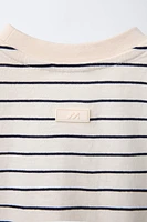 WOVEN STRIPE POCKET T-SHIRT
