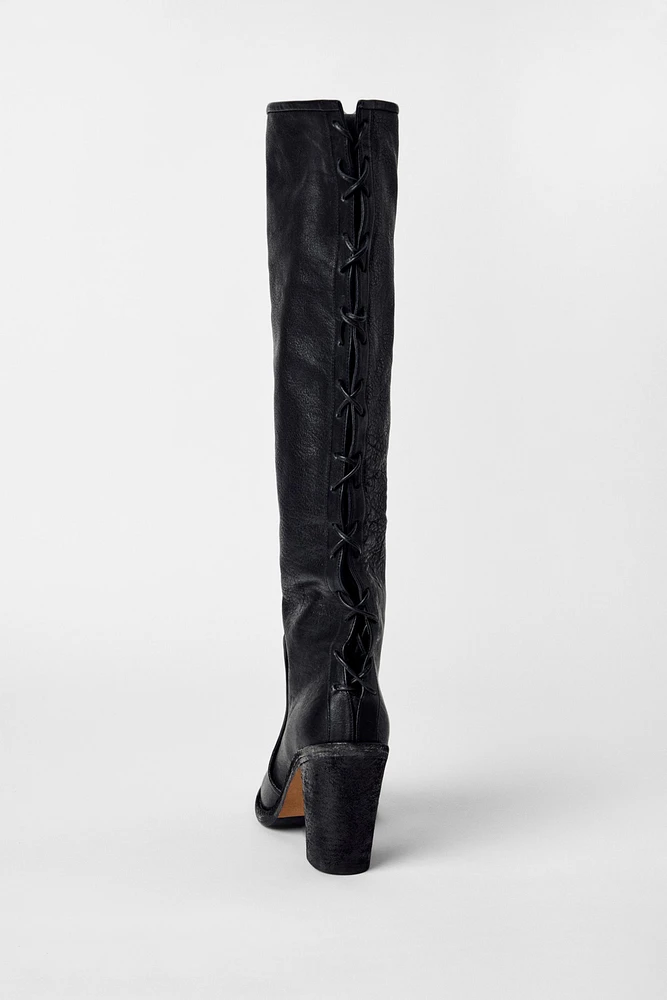 BOTTES À LACETS EN CUIR KATE MOSS X ZARA