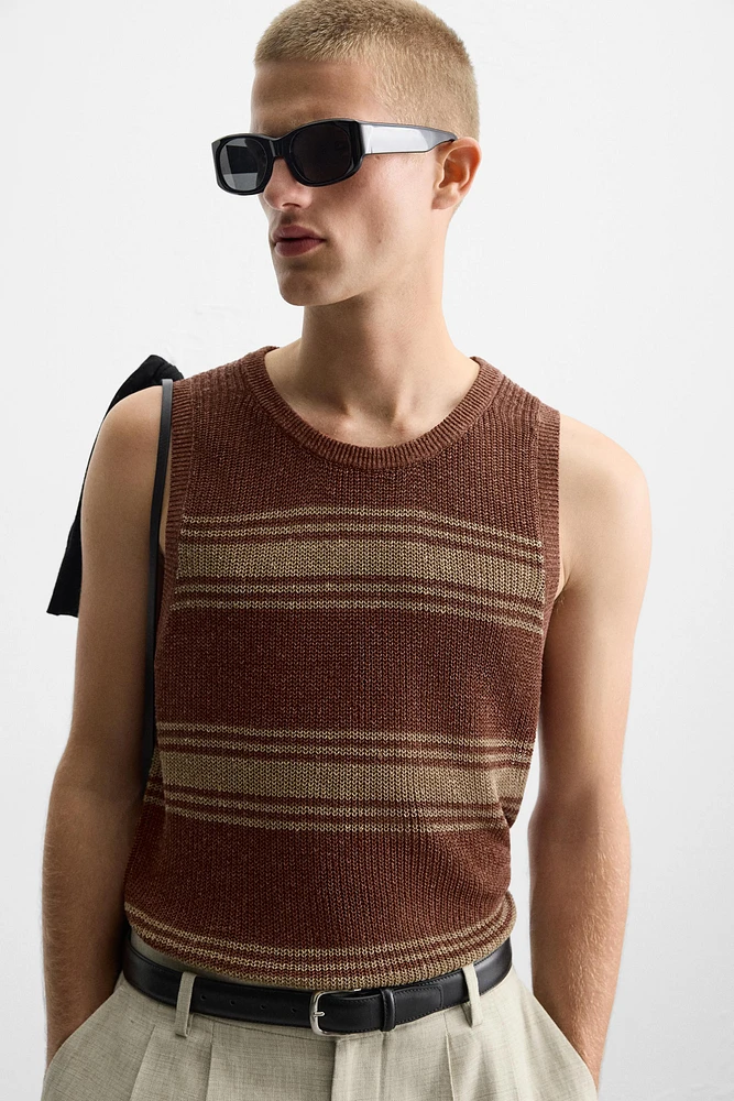 T-SHIRT EN MAILLE DÉBARDEUR LIN - VISCOSE