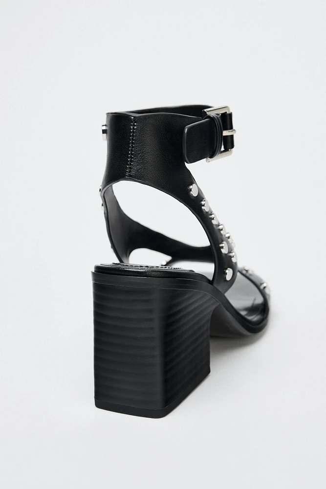 HIGH-HEEL STUDDED SANDALS