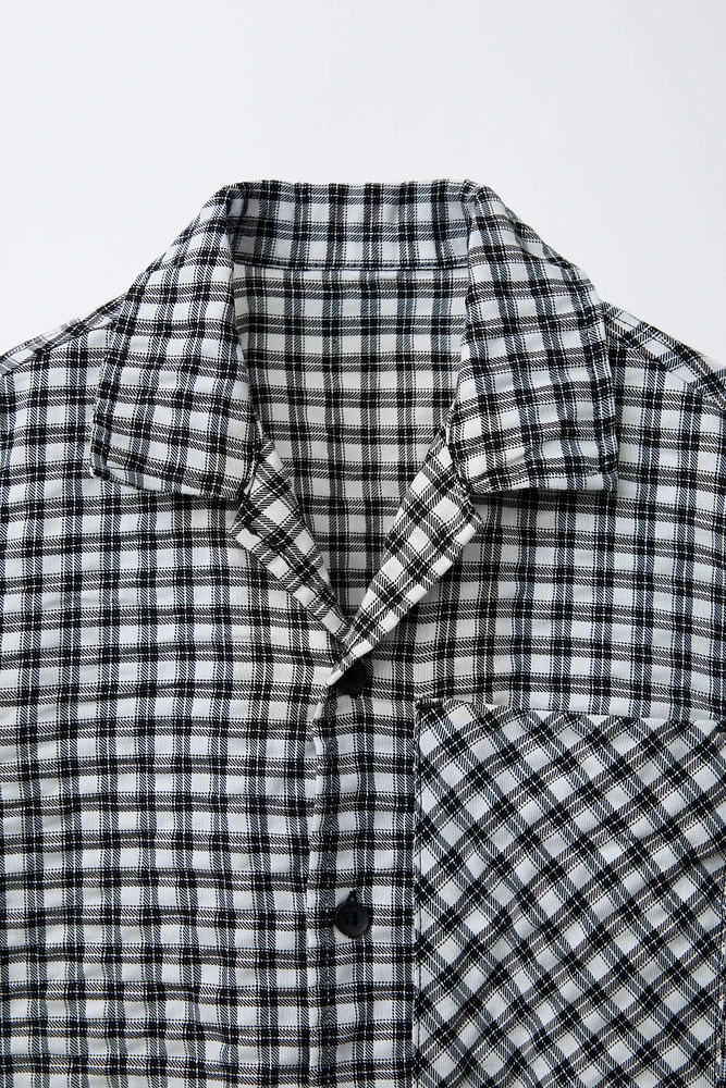 WRINKLED EFFECT PLAID SHIRT
