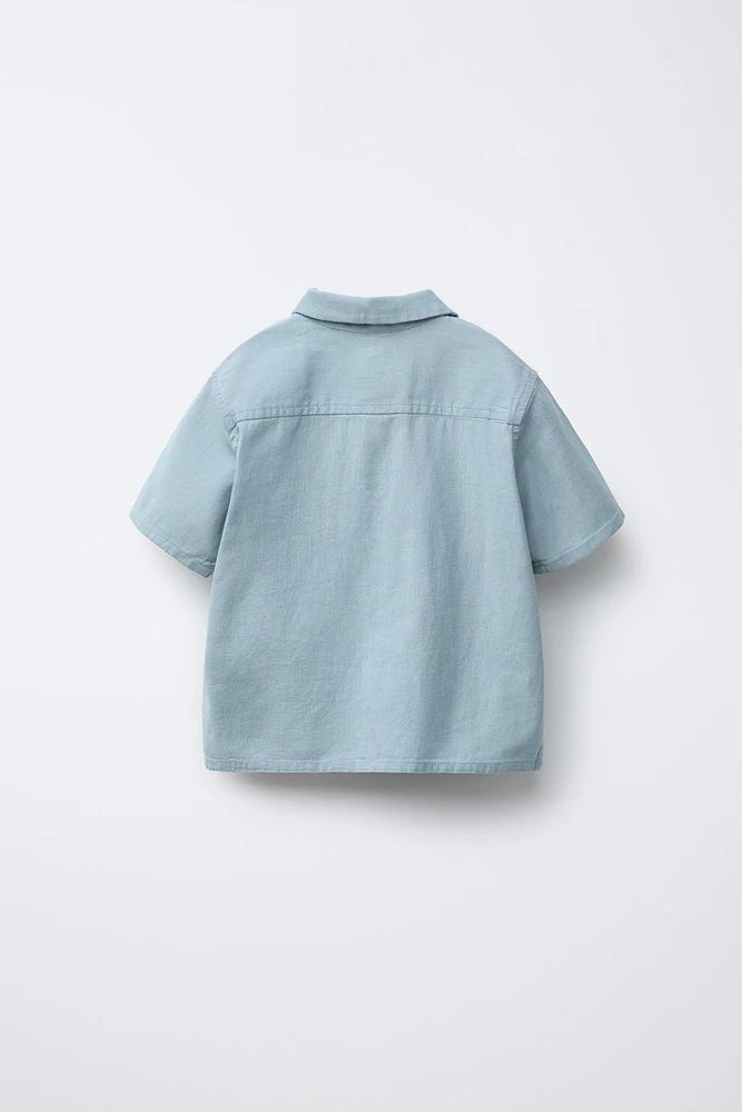 EMBROIDERED LINEN BLEND SHIRT