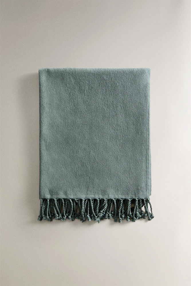 FRINGED COTTON BEACH TOWEL