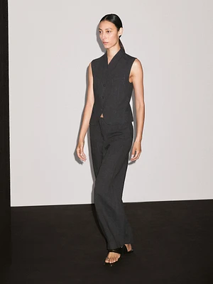 Lightweight straight fit 100% linen trousers