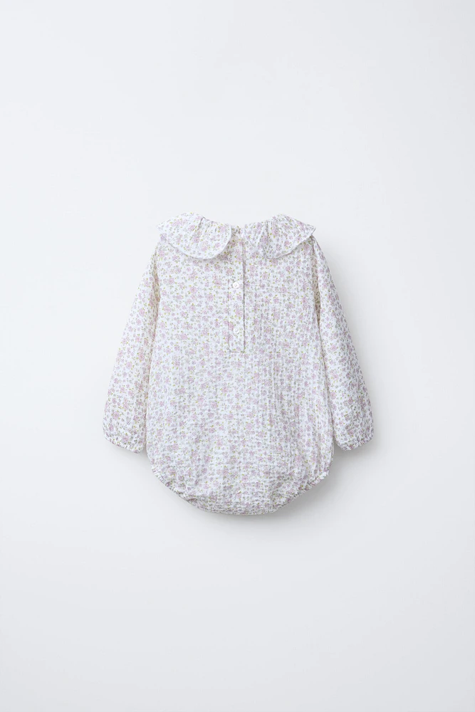 FLORAL DOTTED MESH BODYSUIT