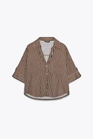 LINEN BLEND CROPPED SHIRT
