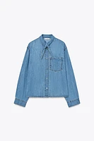 TIE-NECK DENIM SHIRT