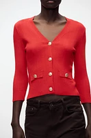 RIBBED KNIT CARDIGAN