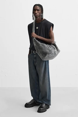 WORN-EFFECT FABRIC BAG