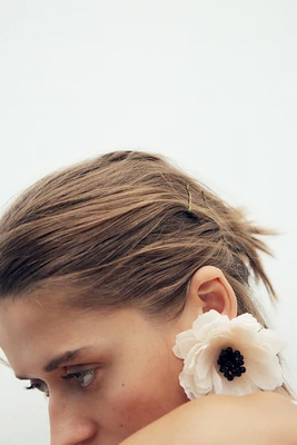 WOVEN FLOWER BEADED EARRINGS