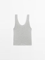 Cotton blend top with blonde lace detail