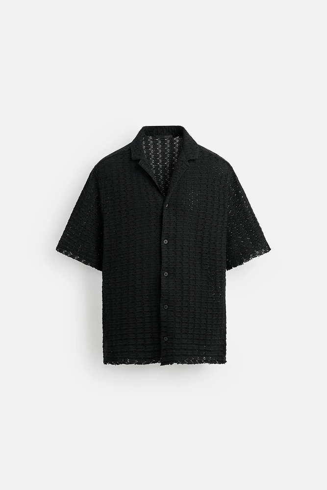 TEXTURED WEAVE KNIT SHIRT