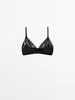 Triangle bra with blonde lace detail - Studio