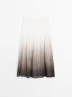 Ombré print box pleat midi skirt