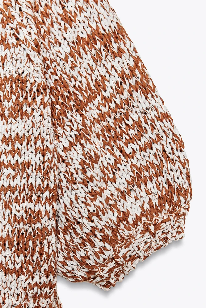 COMBINATION KNIT PEPLUM TOP