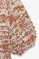 COMBINATION KNIT PEPLUM TOP