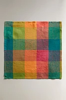 LOT SERVIETTES DE TABLE EN LIN À CARREAUX MULTICOLORES