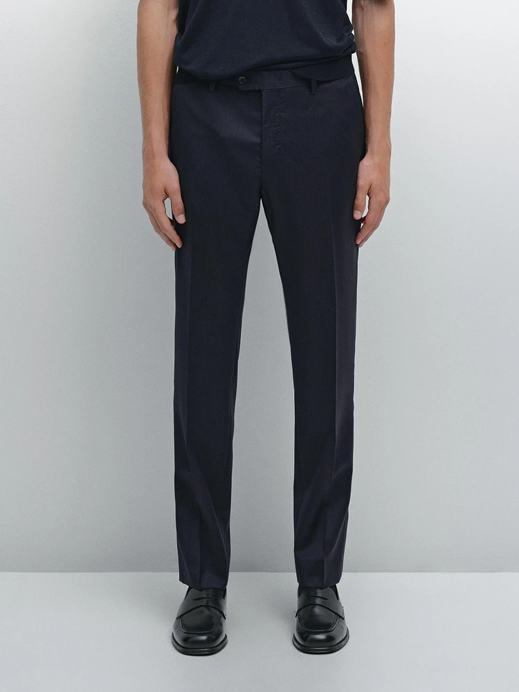 Pantalon de costume à rayures tennis en laine