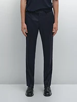 Pantalon de costume à rayures tennis en laine