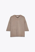 WASHED EFFECT PLUSH SWEATSHIRT