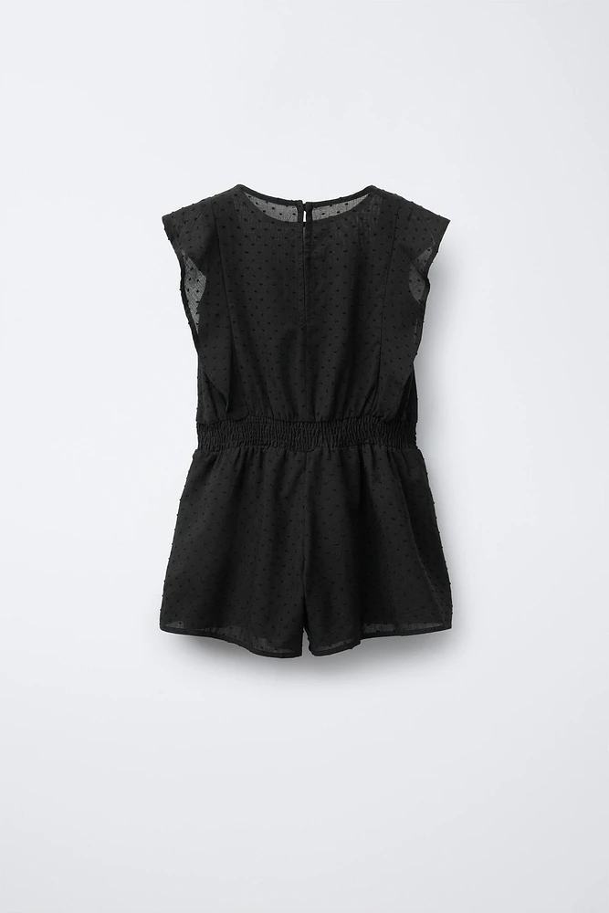 DOTTED MESH SHORT JUMPSUIT
