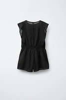 DOTTED MESH SHORT JUMPSUIT