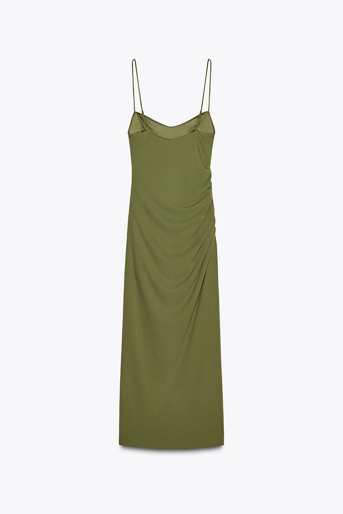RUCHED MIDI DRESS