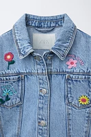 VESTE EN DENIM FLEURS BRODÉES