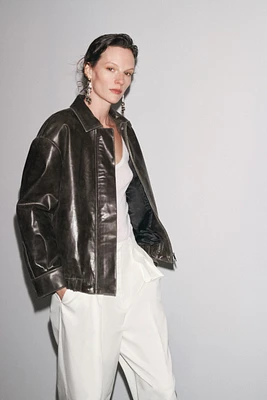 BLOUSON BOMBER EN CUIR 100 % ZW COLLECTION LIMITED EDITION