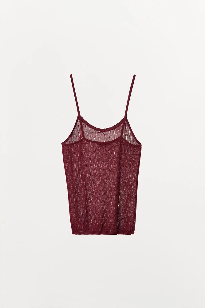 TOP À BRETELLES ET POINTELLE EN TRICOT