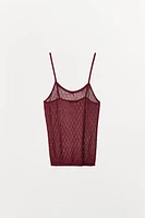 TOP À BRETELLES ET POINTELLE EN TRICOT