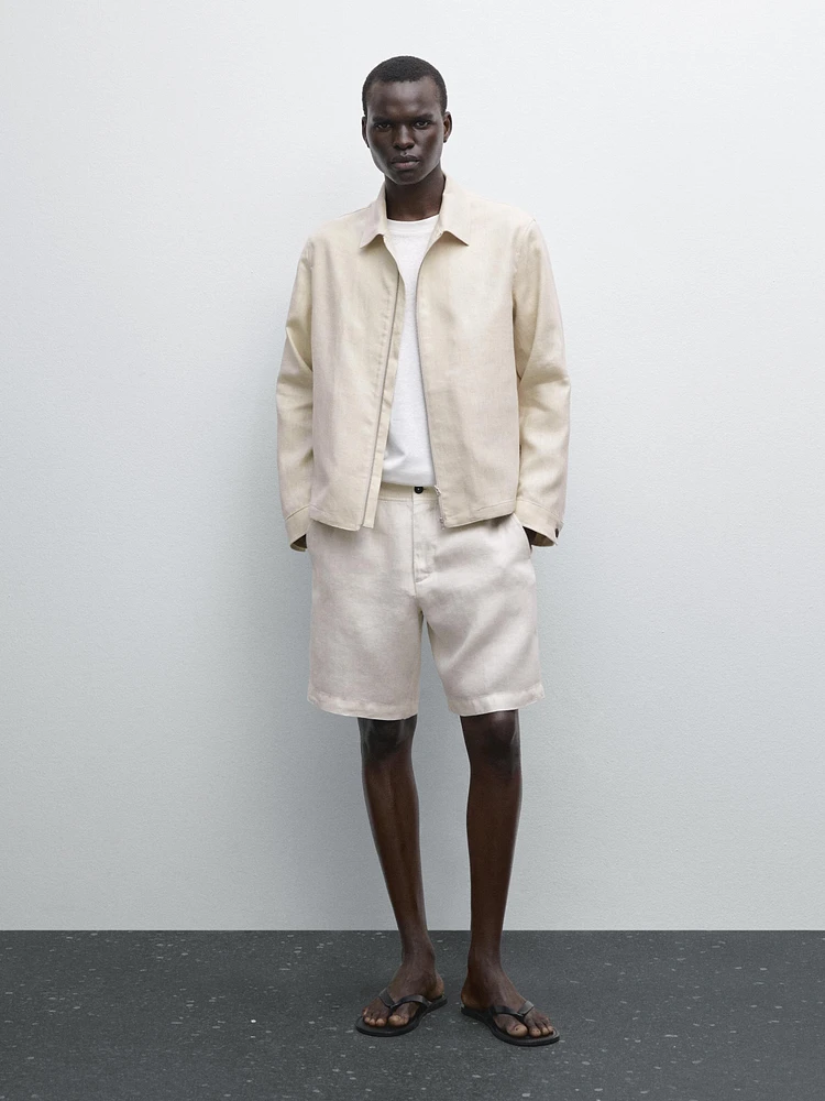 100% linen Bermuda shorts