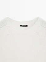 Short sleeve knit alpaca blend sweater