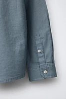 PLAIN WOVEN LINEN BLEND SHIRT