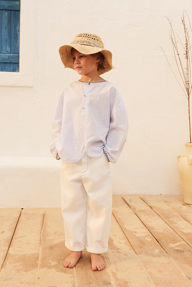 LIMITED EDITION GINGHAM TRIM STRIPED SHIRT