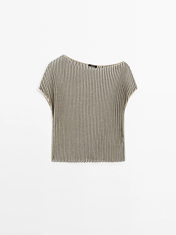 Top ample plissé chiné
