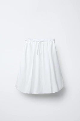 LACE TRIM BALLOON MIDI SKIRT