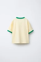 CONTRAST TRIM TEXT T-SHIRT