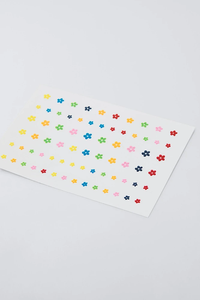 GLITTER FLOWERS ZARA FACE STICKERS