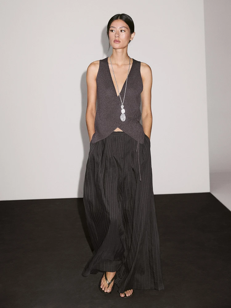 Pantalon wide leg triple pince