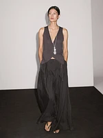 Pantalon wide leg triple pince