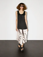 Long sleeveless satin blouse