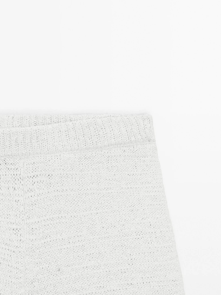 Cotton blend knit shorts