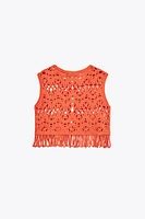 GILET EN MAILLE À FRANGES