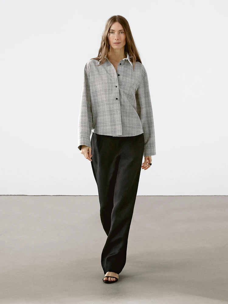 Check cotton blend shirt